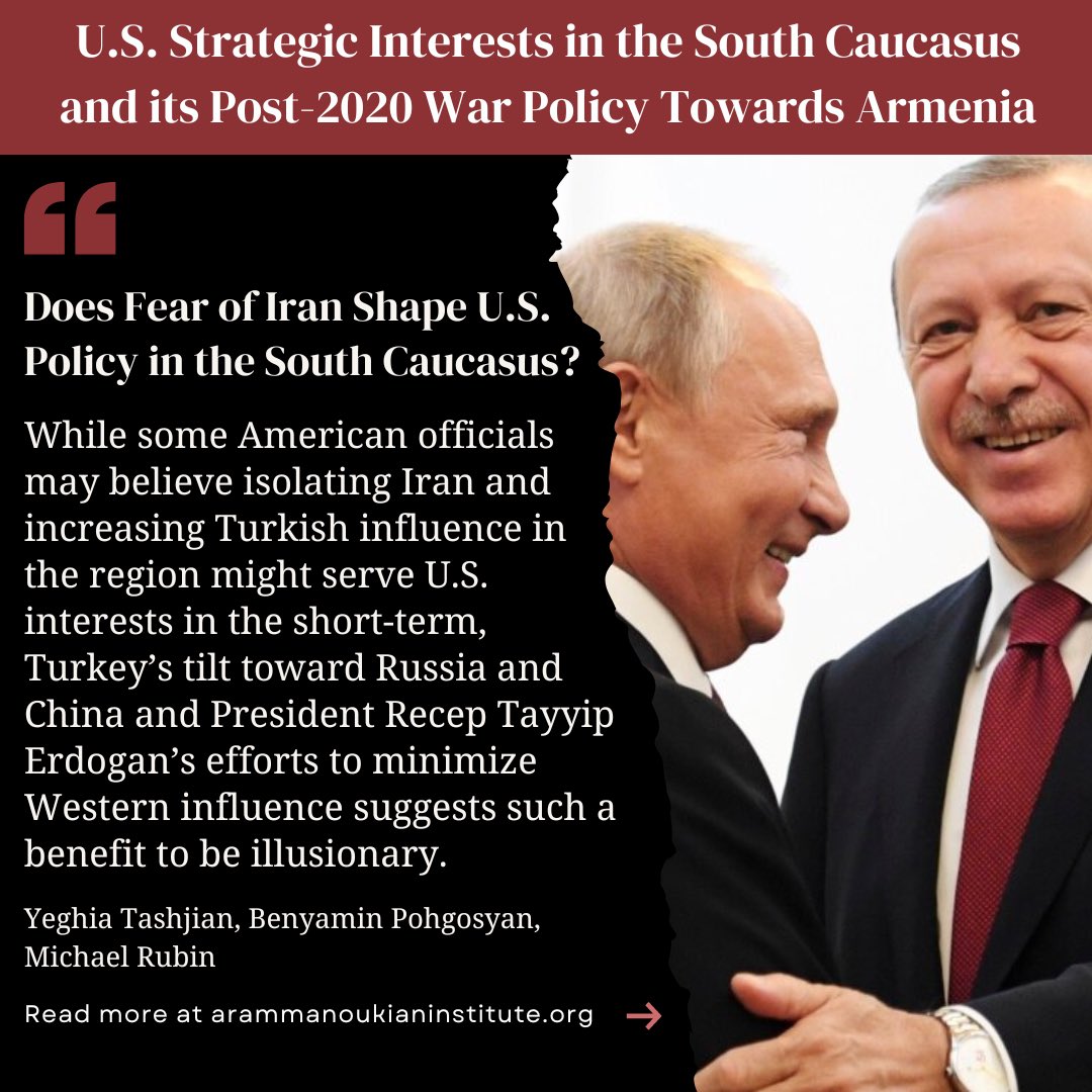 ManoukianInst's tweet image. In the recently released policy paper, @yeghig, @benyamin_poghos, and @mrubin1971 emphasize that the United States has historically relied on Turkey to counterbalance Iranian influence in the region, however, Erdogan persists in adopting a progressively anti-American stance.