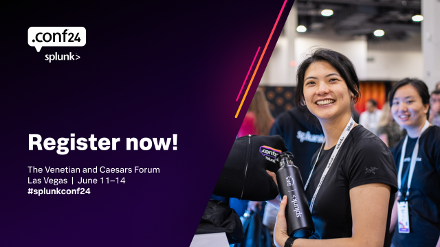 cdumasMA's tweet photo. It's officially time to snag your spot at the Splunkiest event of the year – #splunkconf24. Join us in Las Vegas for an electrifying experience that will feature 200+ sessions, captivating keynotes and endless networking opportunities. Register here. https://t.co/VjtGYNVcIQ https://t.co/iGjzGA90Zb