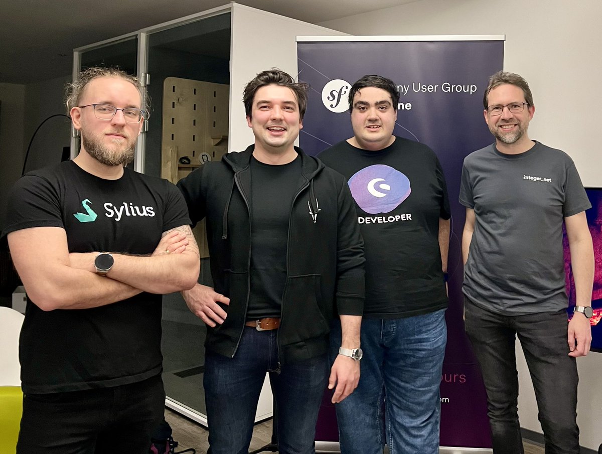 Kicking off Symfony Community Night 2024 'Evolution & Future of PHP E-Commerce' 🚀 Excited to welcome Denis Turkov @PhilinTv, Andreas von Studnitz @avstudnitz, Mateusz Zalewski @mpzalewski, Soner Sayakci @shyim97 🌟 Organized with love by Oliver Kossin @cadien1 #sfugcgn ❤️