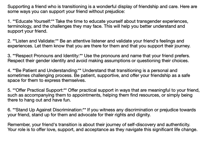 Playing with ChatGPT: Prompt: I have a friend that I have noticed is starting to transition from my male<a href="/tag/stripchat"class="tags"><span>#stripchat</span></a><a href="/tag/stripchatlive"class="tags"><span>#stripchatlive</span></a>