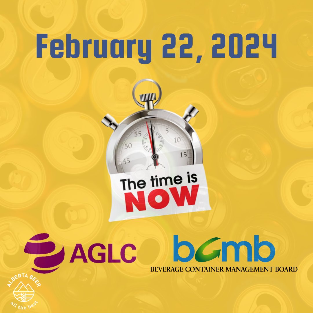 The BCMB transition for alcoholic beverage containers is officially set for today, Thursday, February 22, 2024. Get the details on the BCMB webpage: tinyurl.com/3dvf6z45 #BCMBTransition #AGLCupdate #SaveTheDate #ABCraftBeer #ABCraftBreweries