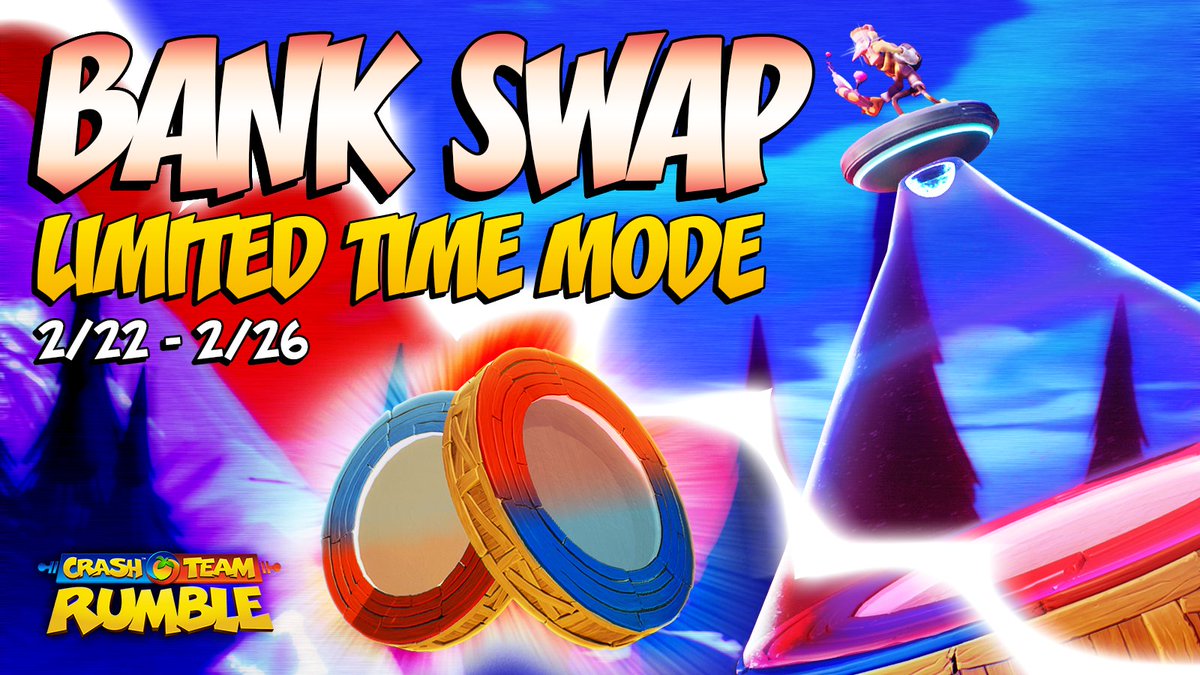 Bank on some madness this weekend! Cash out some Battlepass XP by earning any badges while playing Bank Swap! Plus, earn some sweet loot by completing special challenges in #CrashTeamRumble.