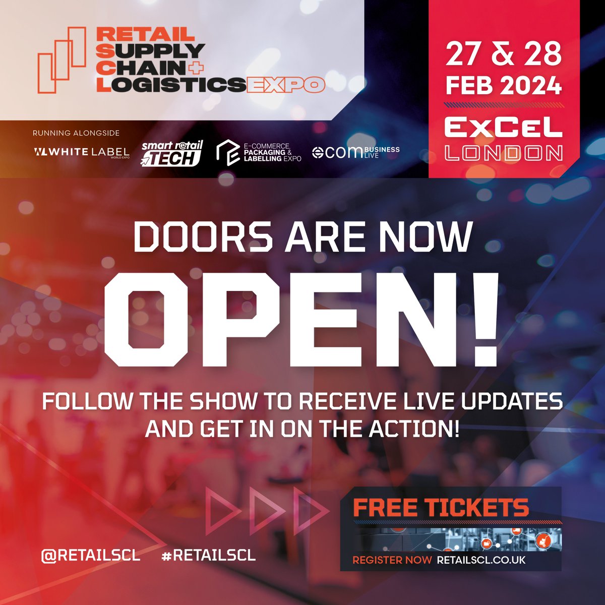 The doors are officially open! 🙌 The day is finally here and we could not be more excited! Looking to come to day 2? Register for your FREE ticket ➡️ bitly.ws/39CTc 🎫 #RetailSCL #Logistics #supplychain