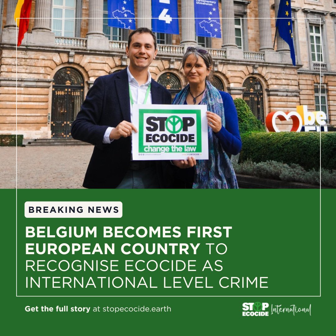 Stop Ecocide Belgium (@stopecocidebe) on Twitter photo 🎉AMAZING NEWS!!!🎉
Belgium has voted in a new penal code which includes recognition of the crime of #ecocide!
Full story: stopecocide.earth/2024/belgium-b…
Congrats <a href="/SamuelCogolati/">Samuel Cogolati</a> <a href="/StopEcocideBe/">Stop Ecocide Belgium</a> <a href="/greenpeace_be/">Greenpeace Belgium</a> @canopea_be <a href="/Rise4ClimateBE/">Rise for Climate Belgium</a> + many others!
#StopEcocide 🎉AMAZING NEWS!!!🎉
Belgium has voted in a new penal code which includes recognition of the crime of #ecocide!
Full story: stopecocide.earth/2024/belgium-b…
Congrats <a href="/SamuelCogolati/">Samuel Cogolati</a> <a href="/StopEcocideBe/">Stop Ecocide Belgium</a> <a href="/greenpeace_be/">Greenpeace Belgium</a> @canopea_be <a href="/Rise4ClimateBE/">Rise for Climate Belgium</a> + many others!
#StopEcocide