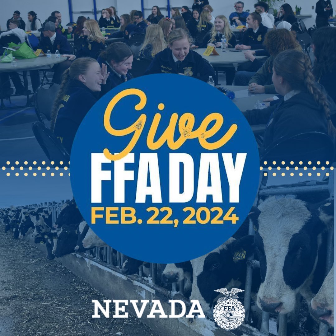 😆 Are you ready to sow some smiles on Give FFA Day!

🌱 Kickstart your day with a donation to Nevada FFA and watch your impact double, courtesy of American AgCredit! 

Let's cultivate a harvest of happiness together! 💙💛

🔗 Visit the link in our bio or giveffaday.ffa.org/campaigns/neva…