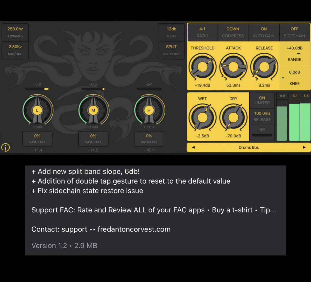 🚨Plugin Update🚨 <a href="/fac_corvest/">Fred Anton Corvest</a> has updated ‘FAC Medusa’ to v1.2! Update includes New split band slope (6db), Double tap to reset functionality and MORE! Update yours now in the App Store!

apps.apple.com/us/app/fac-med…