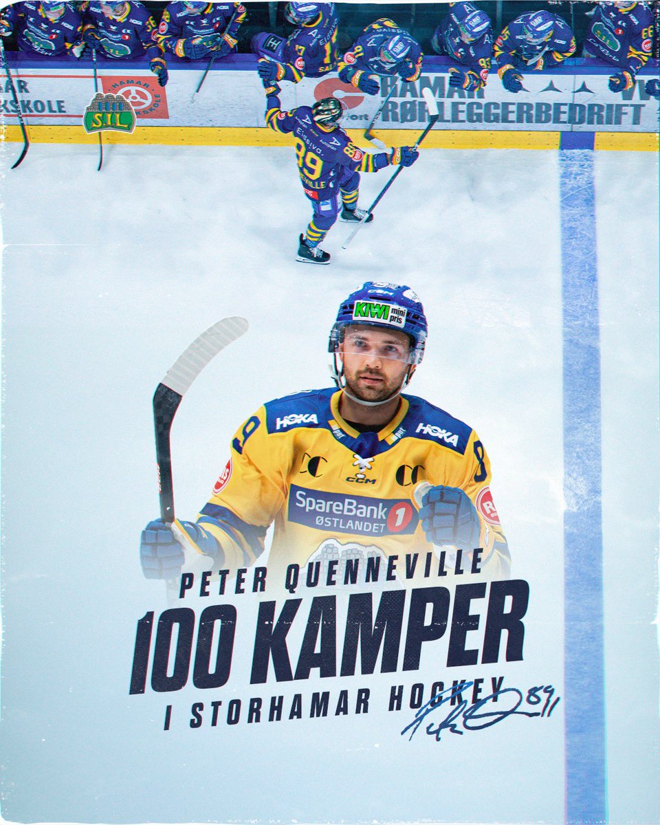 StorhamarHockey's tweet photo. Peter Quenneville med 100 kamper i gult &amp; blått💛💙

#storhamarfamilien #vigirossaldri #2hockey https://t.co/Hd5BdmPhaY