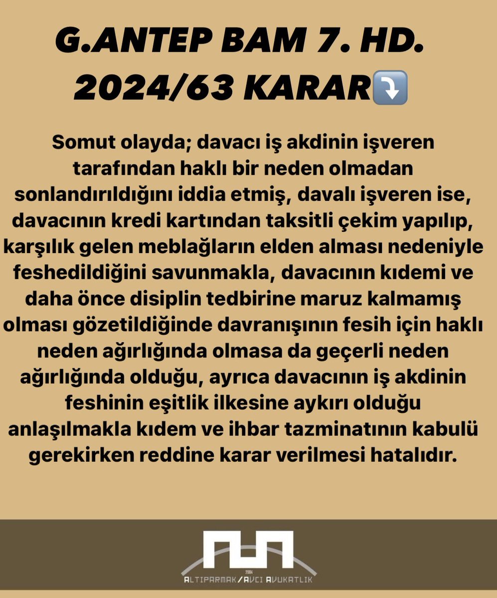 İş akdinin Haklı-Geçerlilik durumu ve Kıdem/İhbar Tazminatına dair;
Gaziantep Bölge Adliye Mahkemesi
7. Hukuk Dairesi 2024/63 Kararı⤵️
#Hukuk #İşHukuku #Yargı #Mahkeme
