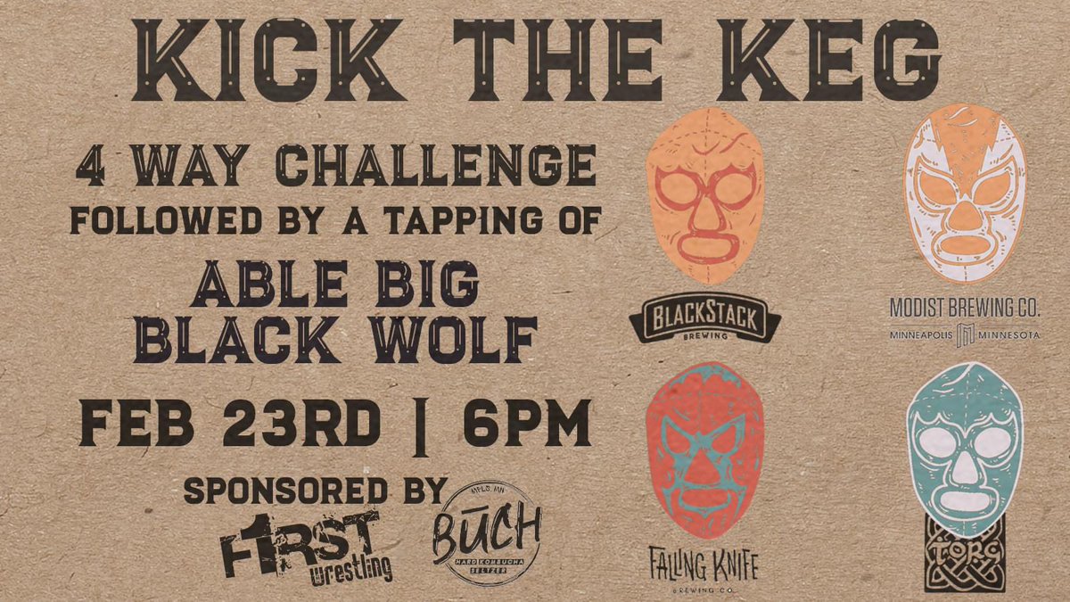 Tomorrow night at @updownmpls…
It’s the ultimate 𝐊𝐈𝐂𝐊 𝐓𝐇𝐄 𝐊𝐄𝐆 challenge!

@BlackStackBrew, @FallingKnifeBC, @ModistBrewing, & @TorgBrewery will all bring a special keg to be tapped at 6pm, and the first keg emptied determines the winner! 🍺🏆

See you there! 😃🍻
