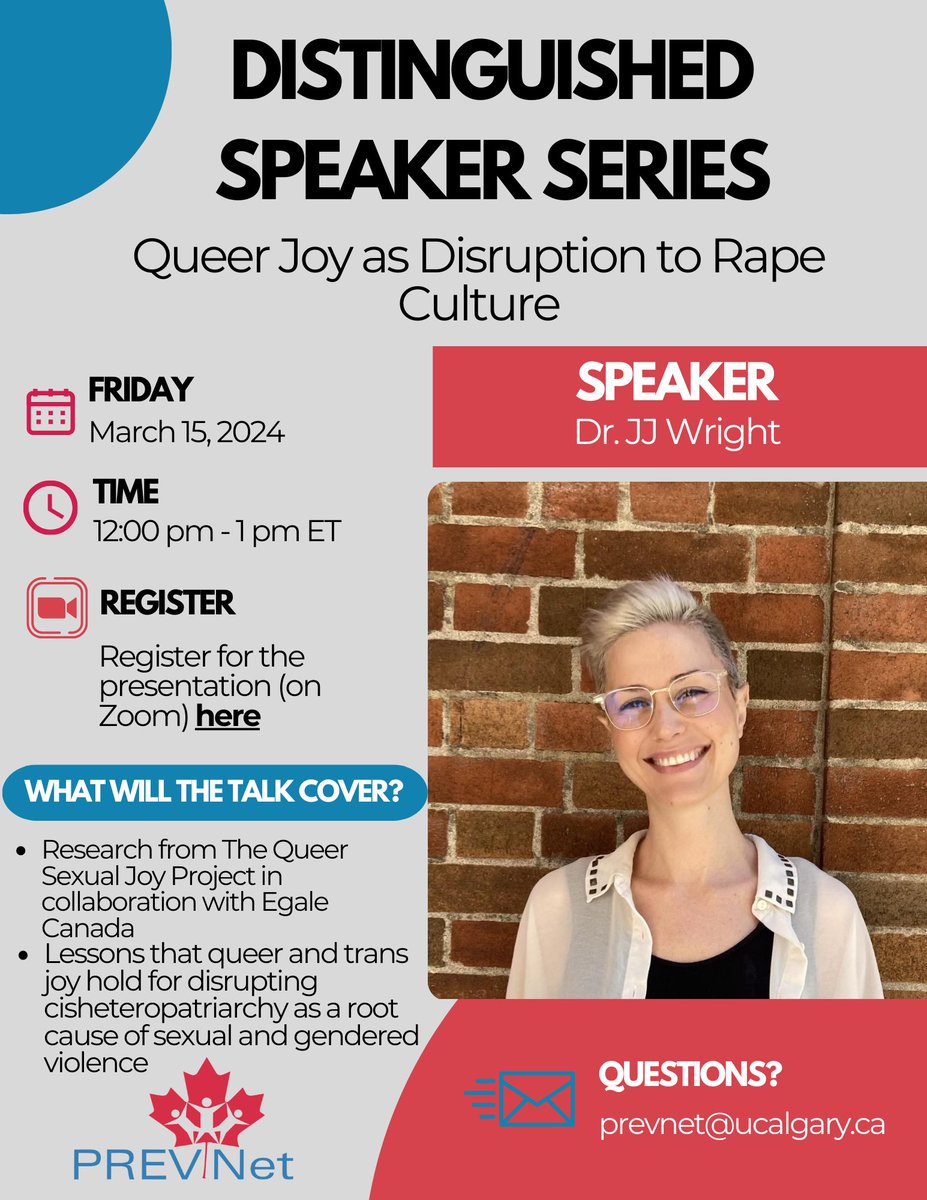 Come join us March 15th at 2pm ET! This talk is part of @PREVNet’s Distinguished Speaker Series and is free and open to the public. Registration: ucalgary.zoom.us/meeting/regist… #transjoy #queerjoy #protecttransyouth #protectqueerkids
