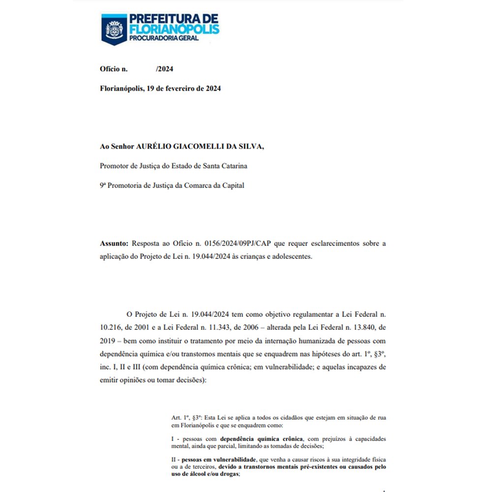 carlaayres's tweet photo. 🚨 GRAVE: Questionada se a internação involuntária de pessoas em situação de rua, aprovada na Câmara, era aplicável a crianças e adolescentes, a procuradora do município de Florianópolis respondeu ao MPSC, afirmando que não, pois a iniciativa possui caráter HIGIENISTA. https://t.co/V4jSJ1CCFV