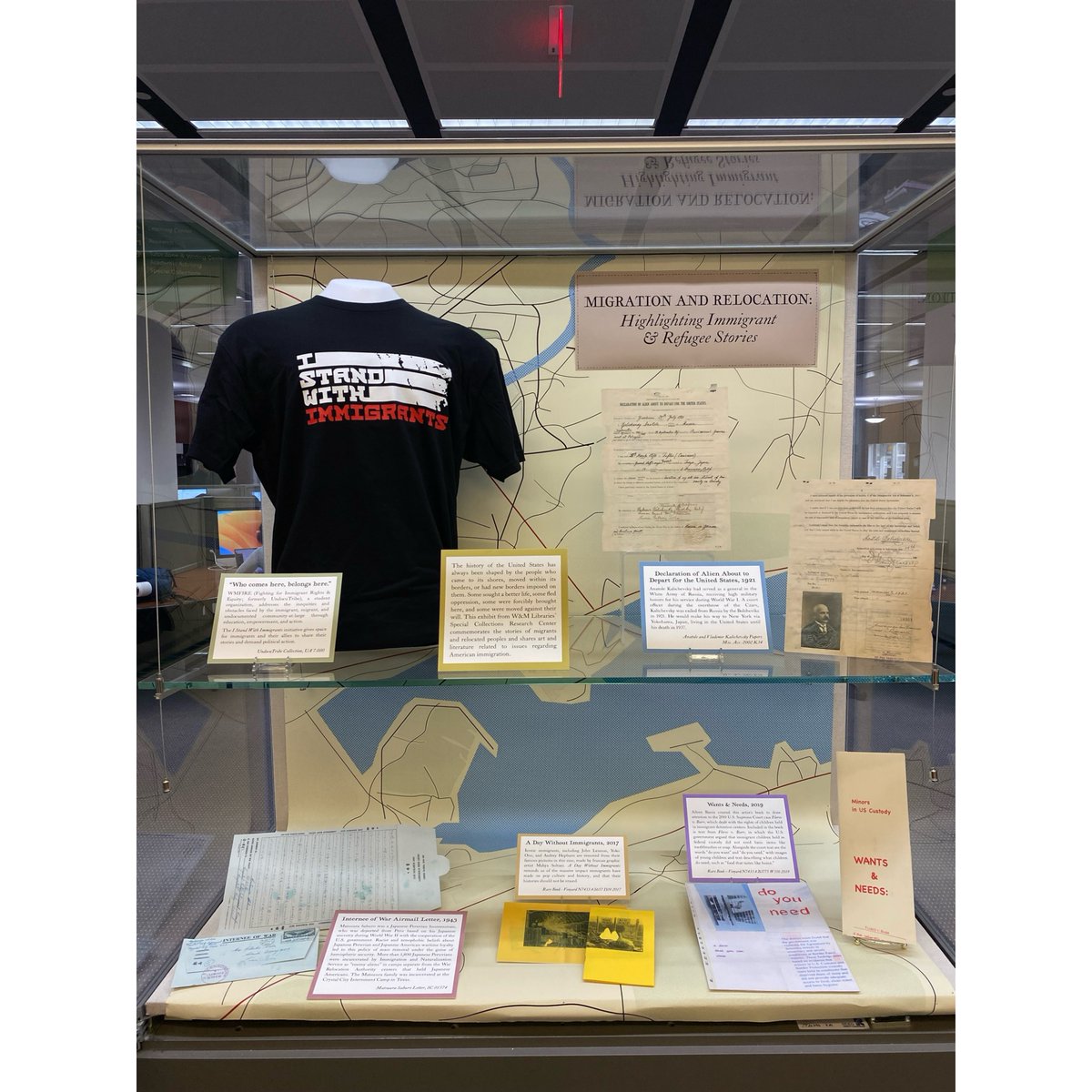 SwemSCRC's tweet image. Check out our new exhibit in the front lobby of Swem!! “Migration and Relocation” displays immigrant and refugee stories 🌎 @WMLibraries