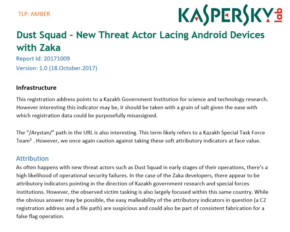 KasperSekrets's tweet photo. Quick multi #ReportReview:
What causes a once slowly but surely attributed domestic Kazakh actor –
(with clear infra links + good old targeting of local opposition & journalists etc)
– to get downgraded to 'we identified some Central Asia footprints'? https://t.co/jp2lWOQVII