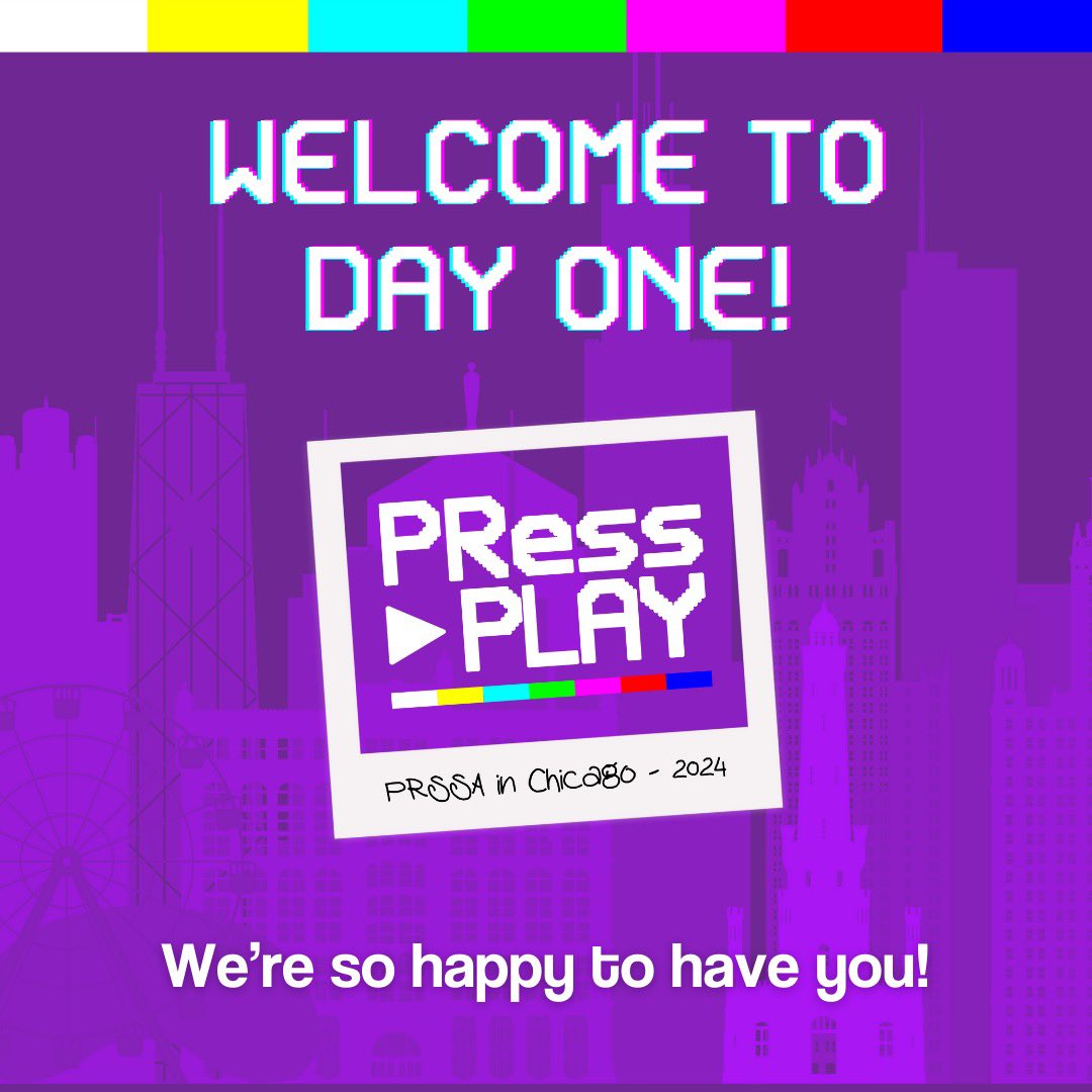 PRessPlayDePaul's tweet photo. Registration is officially open Welcome to PRess Play, we are excited to host you! 

May your day be full of insightful conversations, unique perspectives, and networking with our other attendees. Let's make this the best conference yet! #DePaulPRessPlay 💿 https://t.co/em2c7zu0Uh
