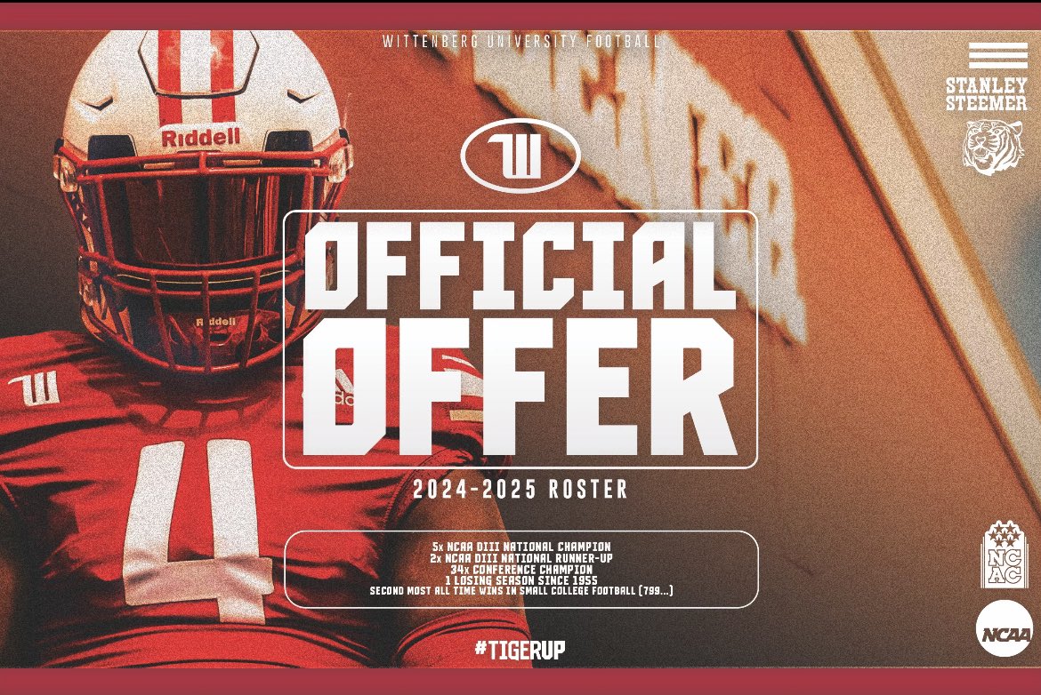 #AGTG Blessed and Excited to announce that I’ve received another offer from Wittenberg University <a href="/JimCollins_FB/">Jim Collins</a> <a href="/wittenberg/">Wittenberg University</a> <a href="/WittAthletics/">Wittenberg Athletics</a> <a href="/AlonsoRavensFB/">Alonso High School Football</a> <a href="/Coach_Ray_man/">Coach Ray</a> <a href="/CoachKope/">Mike Kope</a> <a href="/CoachHCantrell/">Hayden Cantrell</a>