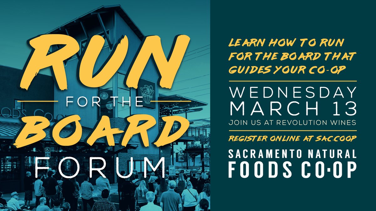 Have you been thinking about joining our Board of Directors? Join us at our “Run For the Board Forum” on Wednesday, March 13.

Register Now: sac.coop/event/run-for-…