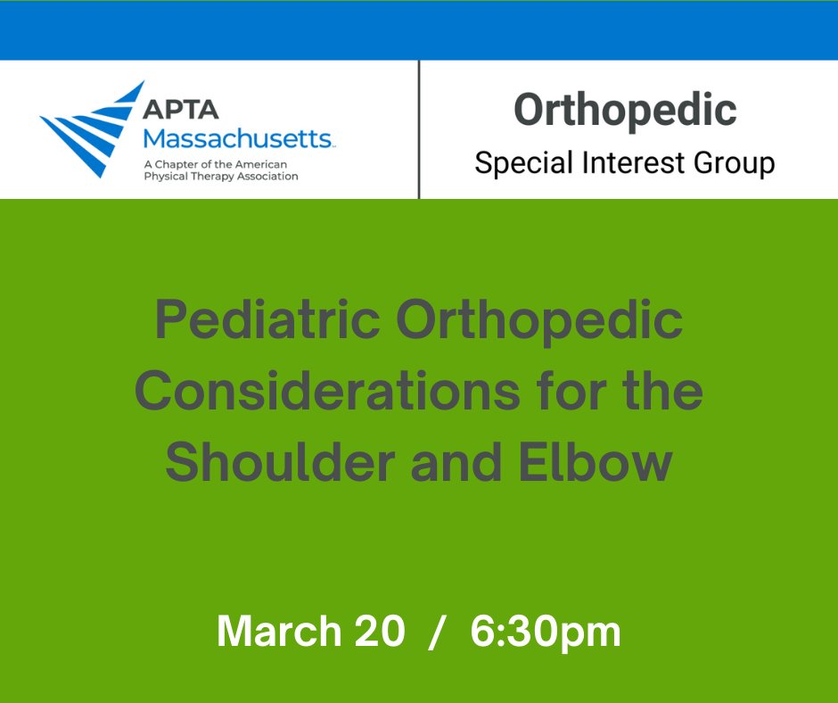 Come learn about pediatric upper extremity considerations for throwers and athletes at the Orthopedic SIG's first event of the new year.  Virtually offered.
Register here: sites.google.com/libertysquareg…