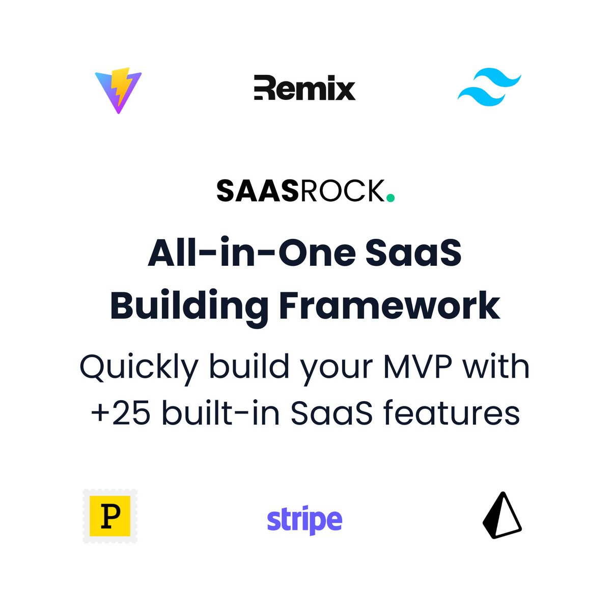 AlexandroMtzG's tweet photo. After 2 years of working on SaasRock, the Remix SaaS Boilerplate, I'm finally launching on Product Hunt next week 🎉

Get notified and get 50% off on launch day → https://t.co/Rl2BhnRRUc

Or RT and DM me to get 30% off today!

Stack: @remix_run + @tailwindcss + @vite_js + @prisma.

SaasRock features are structured into 3 main sections:

Build:
- App Portal
- Subscriptions (@Stripe) + Feature Limits
- Workflows (@xyflowdev)
- Notifications (@Novuhq)
- No-code Entity Builder (CRUD + API)

Market:
- Marketing Pages
- Blogging
- Built-in Analytics
- Knowledge Base
- Email Marketing (@Postmarkapp)
- Page Blocks Builder
- SEO Optimized

Manage:
- Admin Dashboard
- Accounts and Users
- Roles and Permissions
- API (@SwaggerApi and @getPostman support)
- Metrics + Cache
- Events + Audit Trails
- Onboarding + Feature Flags

Currently, my focus is adding @shadcn-ui, and keep adding useful SaaS templates + videos.