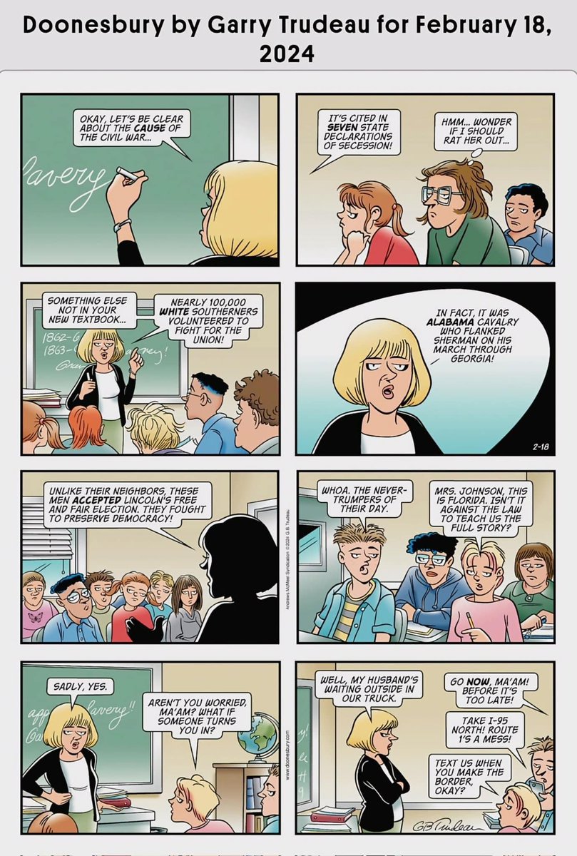 Here is the "Doonesbury" cartoon that Gannett removed from ALL of their newspapers this past Sunday.  That's almost 400 news papers including USA Today. 
dailycartoonist.com/index.php/2024…