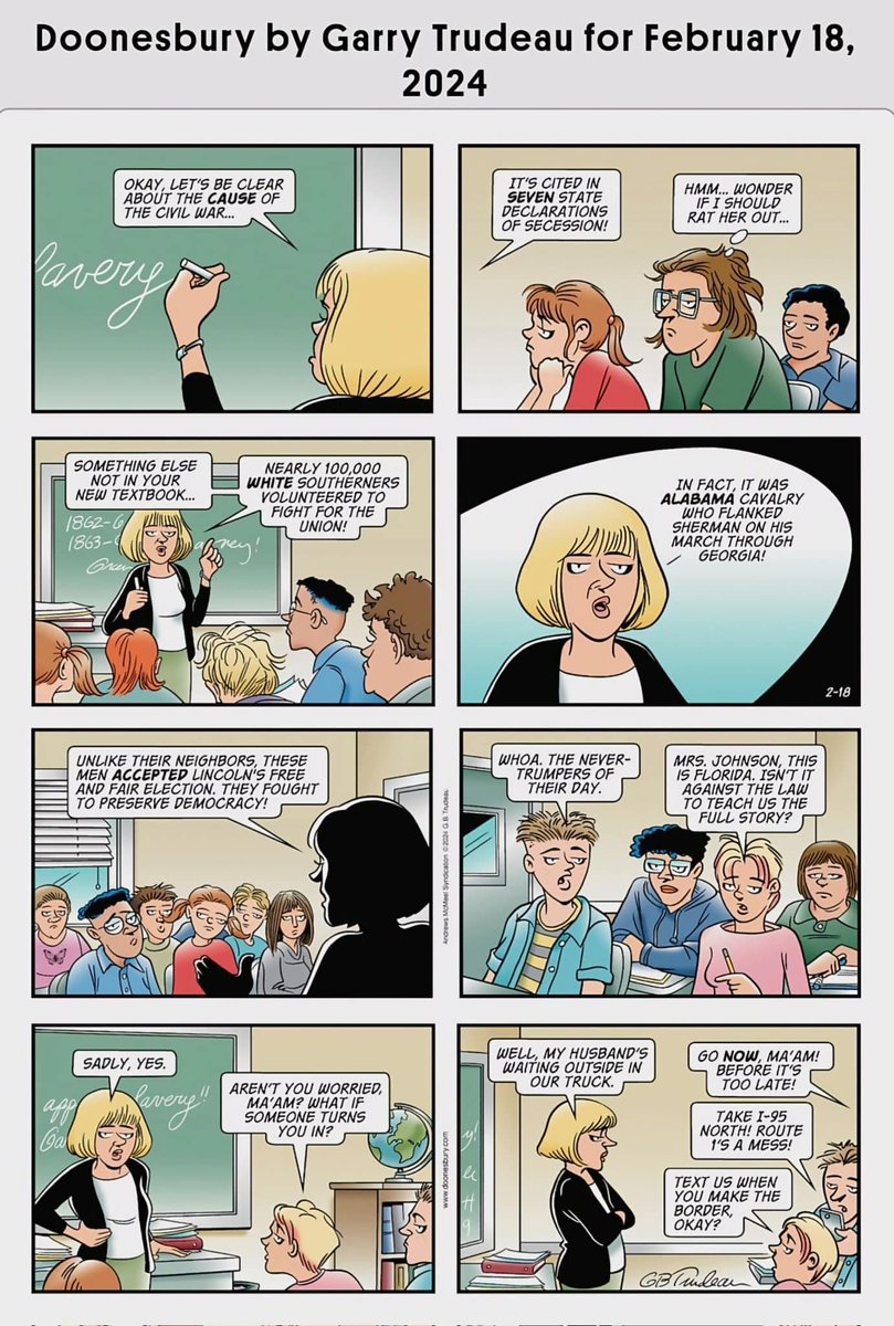 Here is the 'Doonesbury' cartoon that Gannett removed from ALL of their newspapers this past Sunday. That's almost 400 news papers including USA Today. dailycartoonist.com/index.php/2024…