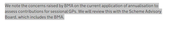 goldstone_tony's tweet photo. @BMA_Pensions @nhs_pensions 4/ I alongside other colleagues @bma_pensions continue to raise concern #annualisation manifestly unfair & essentially locum GPs are the ONLY group in the entire scheme subject to this, whereas other will access "real time rebanding". We now have assurance this will be reviewed https://t.co/qMq1etpfAN