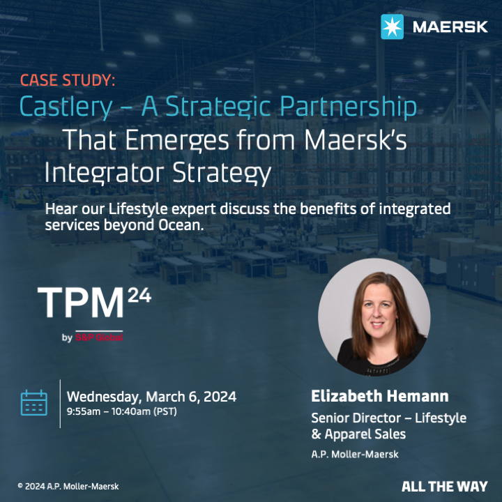 Join our Maersk experts at #TPM24 Conference as they share insights in thought-provoking panels. From redefining shipping & logistics to decarbonization challenges, 🌱 global food chain dynamics, 🍎 & strategic partnerships. Full program here: tinyurl.com/4fwydw3v  #Maersk
