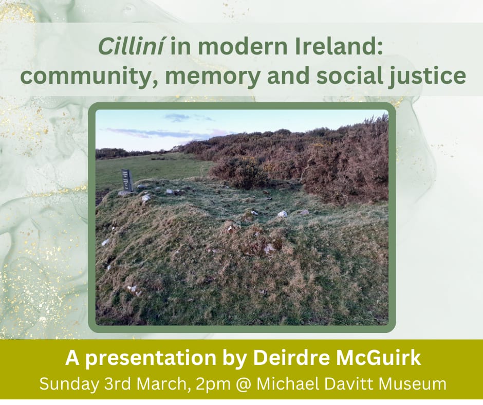 Best wishes to our Volunteer @DeeHistory Presentation on #cilliní in @davittmuseum on Sunday 3rd March at 2pm. Well done all in #Keelogues #Heritage for organising this afternoon talk offering the opportunity to learn more about these #special #places.