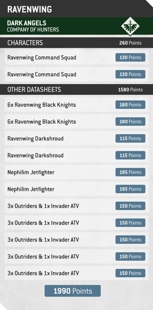 Frontline Gaming on X: “Dark Angels Crusade List Samples! https 