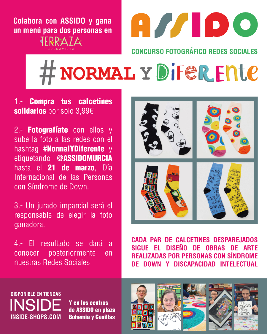 🥰 Calcetines desparejados ASSIDO 2024 😍

¿Demostramos al mundo que lo normal es ser diferente? 💪

✅ Participa en el concurso fotográfico con el hastag #NormalyDiferente y gana un menú para 2 personas en Terraza Buenavista <a href="/FincaBuenavist/">Finca Buenavista - Pablo González</a>

👉 Ya a la venta en <a href="/InsideShops/">INSIDE</a>
