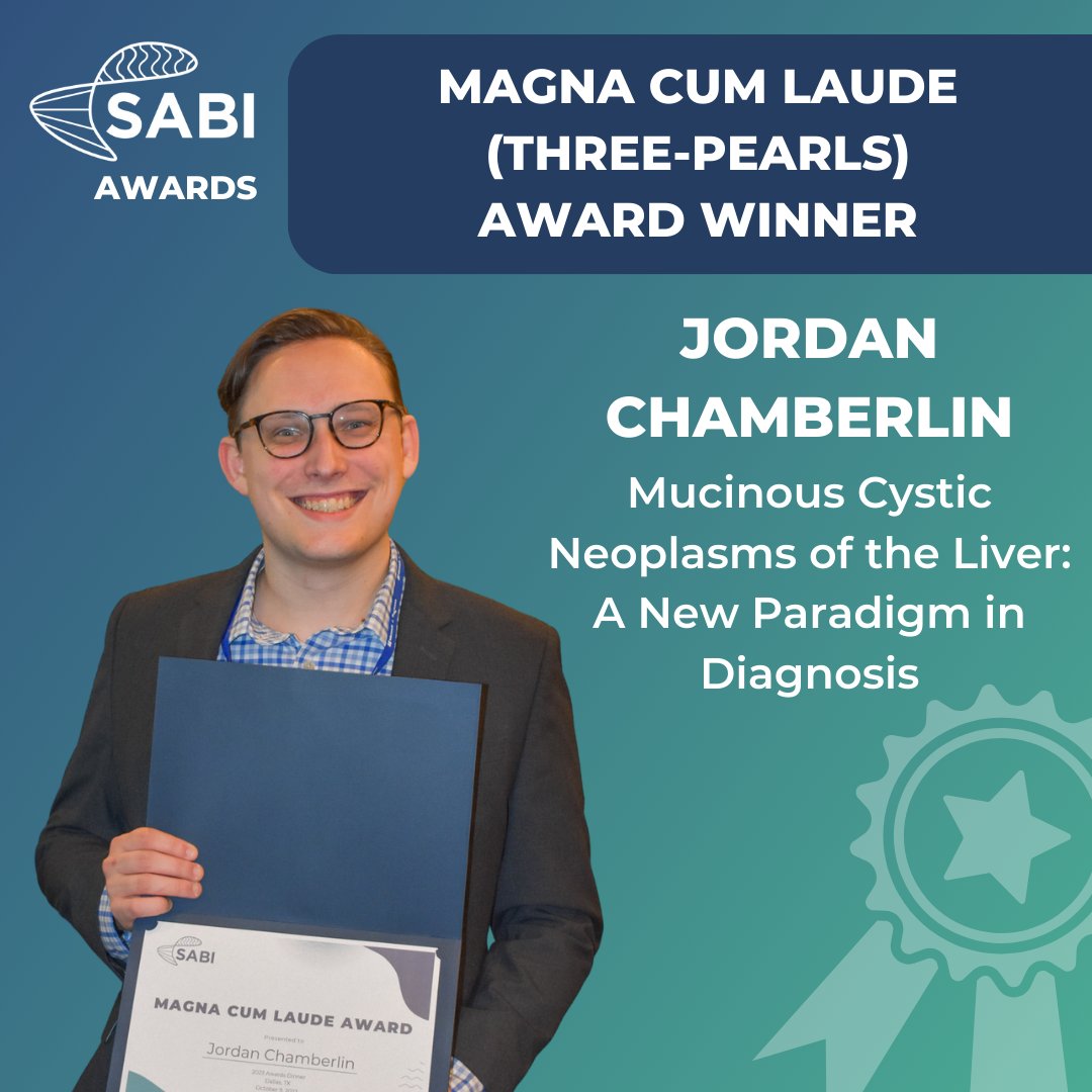We're thrilled to celebrate Jordan Chamberlin for receiving the prestigious Magna Cum Laude (Three-Pearls) Award! We are incredibly proud to have you as part of the #SABI community! Watch his presentation below. youtu.be/aes-RYZnCdI?fe… #radres #FOAMRad #FOAMed #radiology
