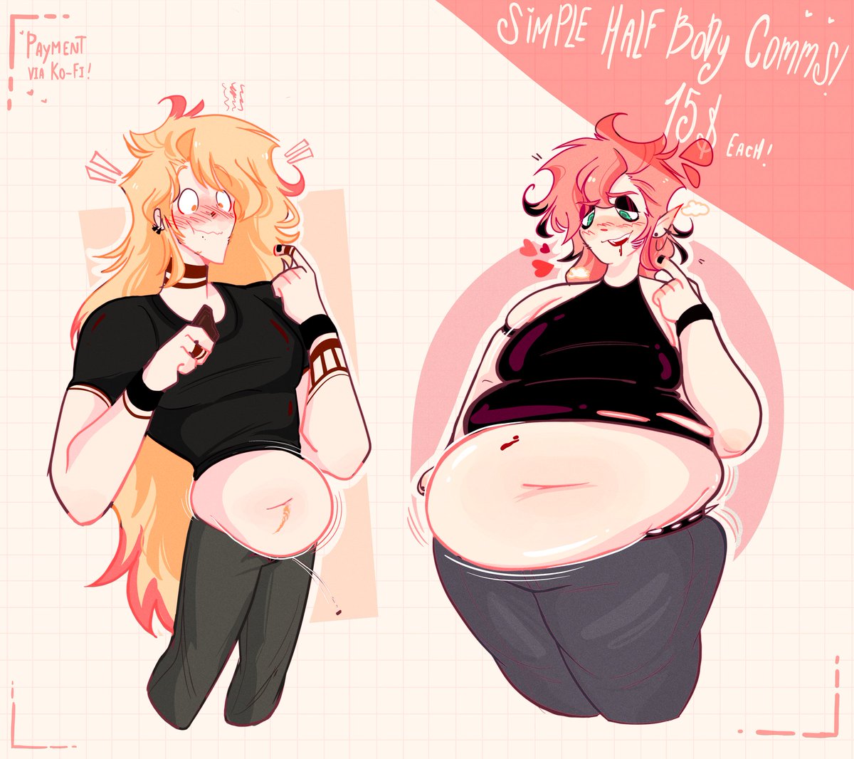 Lorevoid1's tweet photo. Hi there everyone ! 

I once again need to pay kind of urgently some medical appointments;; so I'm doing these half body ""Chibis"" for 15 usd if anyone's interested ! ;;
 there's 3 slots

I'm also finishing up my sketch comms so they also should be done by this week ! Feel free https://t.co/akWi8WEbHB