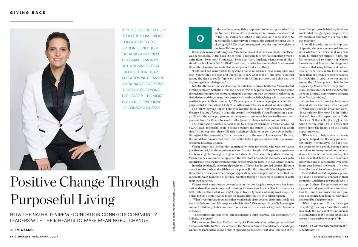 Thrilled to share the @nathalieviremorg's impact in <a href="/successmagazine/">SUCCESS Magazine</a>. Help us spread the word! A big thank you to our community and SUCCESS Magazine team Amy Somerville, Emily O'Brien, Kerrie Lee Brown, and Em Cassel.
#socialimpact #SUCCESSmagazine #givingback