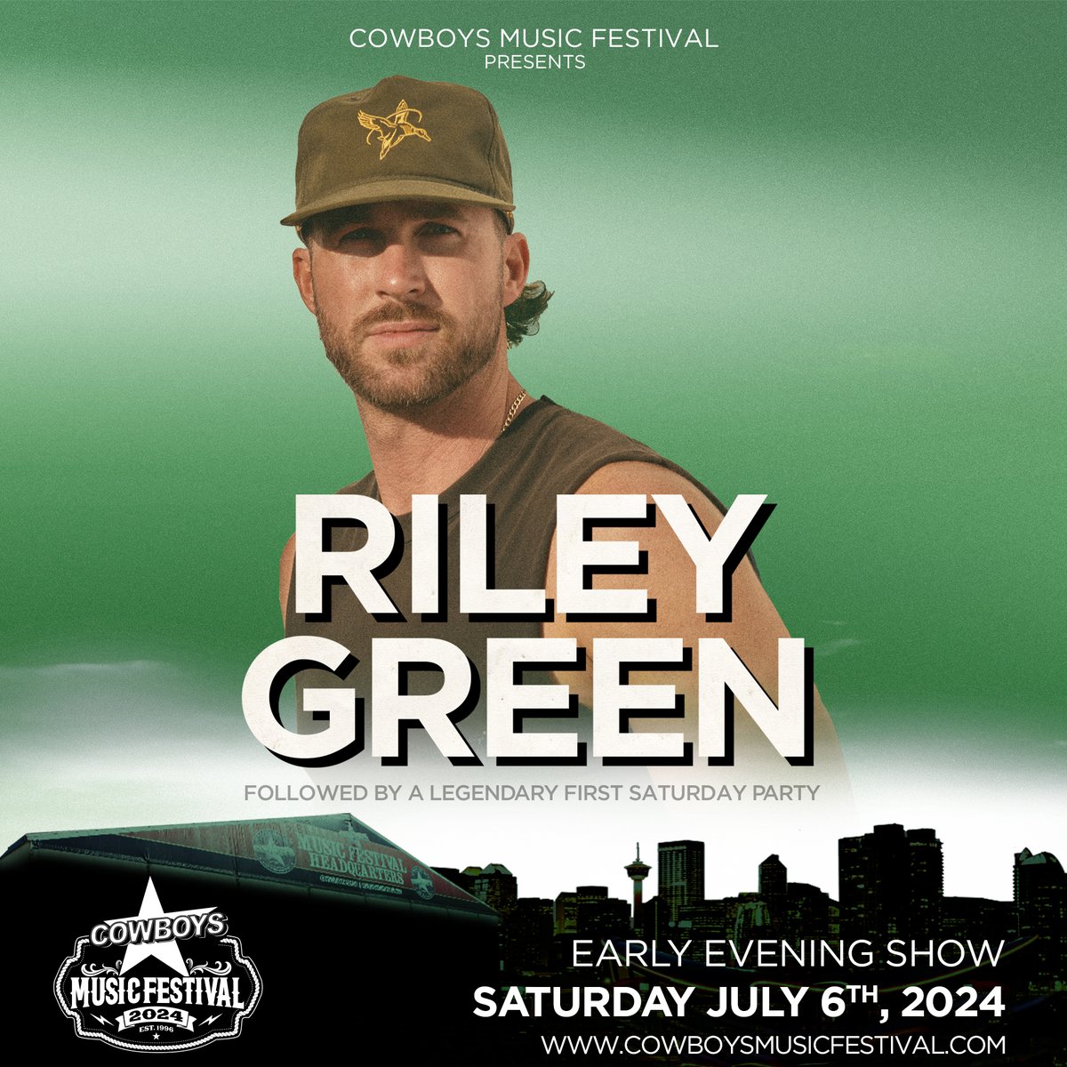 Cowboys Music Festival (@cowboysfestival) on Twitter photo ⭐️HEADLINER ANNOUNCEMENT⭐️
RILEY GREEN <a href="/RileyGreenMusic/">Riley Green</a>
LIVE at CMF on Saturday, July 6th (Early evening show)
This ain’t his first rodeo, and definitely not his last… Rising Country Star #RileyGreen is stoppin' by Cowboys Music Festival on his ‘Ain’t my Last Rodeo’ Tour!🤠 ⭐️HEADLINER ANNOUNCEMENT⭐️
RILEY GREEN <a href="/RileyGreenMusic/">Riley Green</a>
LIVE at CMF on Saturday, July 6th (Early evening show)
This ain’t his first rodeo, and definitely not his last… Rising Country Star #RileyGreen is stoppin' by Cowboys Music Festival on his ‘Ain’t my Last Rodeo’ Tour!🤠
