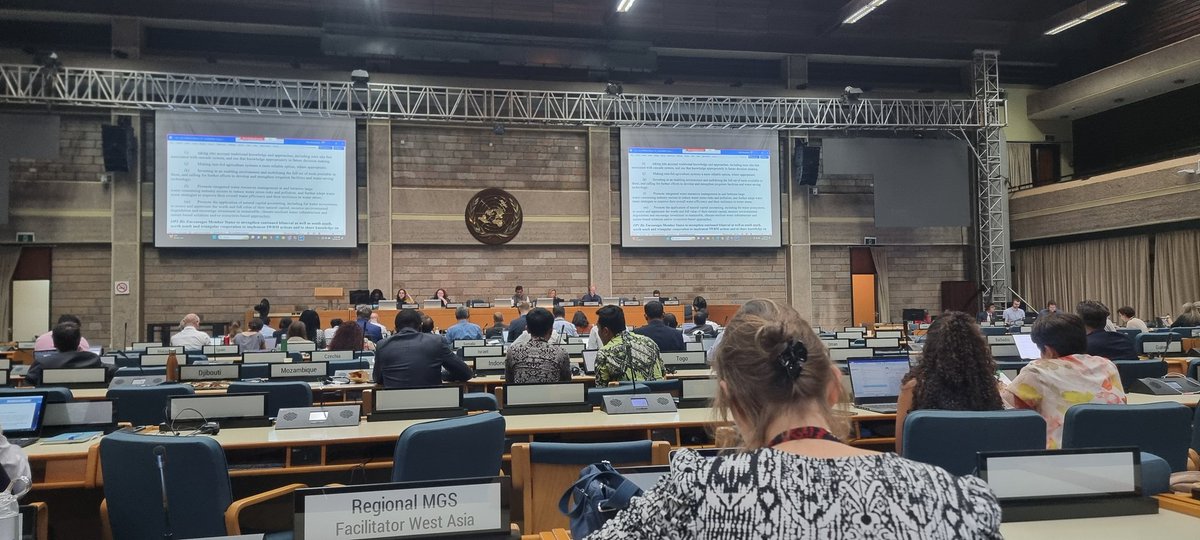 Late night negotiations on the draft resolution around water policies for sustainable development at the #OECPR6 of #UNEA6 ongoing at @UNEP HQs in Nairobi. UNEA resolutions offer direction on addressing the most pressing & most pertinent environmental issues. @UNEP_Africa @CYNESA