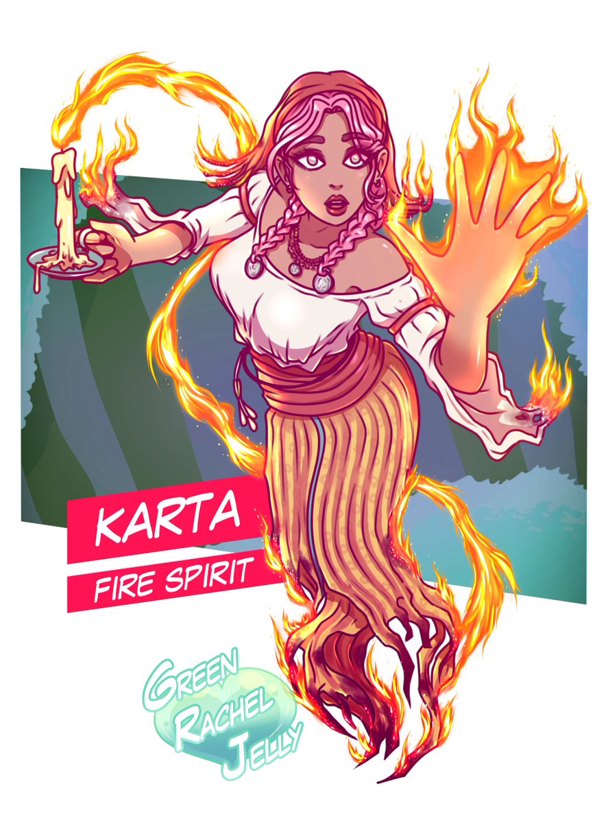 GreenRachelEMH's tweet photo. Karta from @madamka_art's Diamond Dive, as a monster girl!! Karta the Fire Spirit!

Thank you so much for all your help in launching my comic, and being such a wonderful friend 😊

Please go check out her Fantasy GL webcomic, Diamond Dive!! ⬇️ https://t.co/GF0T4PtrDM
