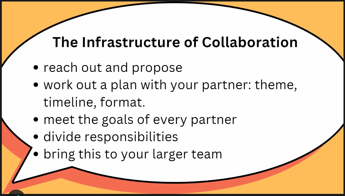 Student Journal Forum on X: 3/3 The Infrastructure of collaboration  includes reach out and propose, work out a plan with your pattern in terms  of theme, timeline, and format, meet the goals