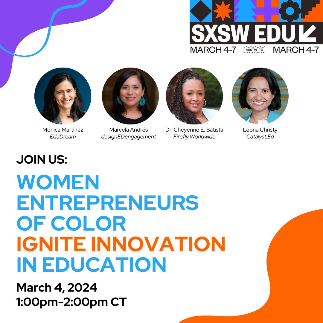 So excited to share that our Founder &amp; CEO, Dr. Cheyenne Batista <a href="/cheysays/">Cheyenne E. Batista, Ed.D.</a>, will be a featured panelist at #SXSWEDU 2024 with these brilliant leaders to discuss the significant contributions and strategies of various entrepreneur women of color in education.

See you there? 👀