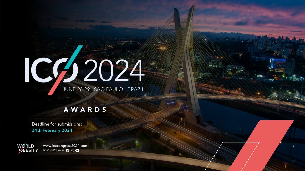 The #ICO2024 Awards submission deadline is tomorrow, Friday 23 February. 📢

Don’t miss out on this excellent opportunity to attend #ICO2024. 👀

The prestigious awards include: 
🔹Willendorf Award 
🔹 Wertheimer Award 
🔹 William Philip T James Award 
🔹 Emerging Leader Award