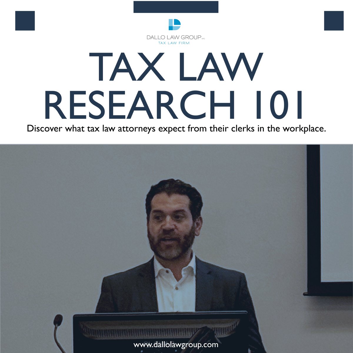 This past Tuesday, February 20th, our very own Principal Attorney, Michael Dallo had the honor of sharing his expertise at USD's Tax Law Research 101 session! 
#TaxLaw #LegalResearch #Internships #DalloLawGroup #SanDiego #PeaceofMind #TaxAttorneys #LawClerks #SanDiegoTaxAttorneys