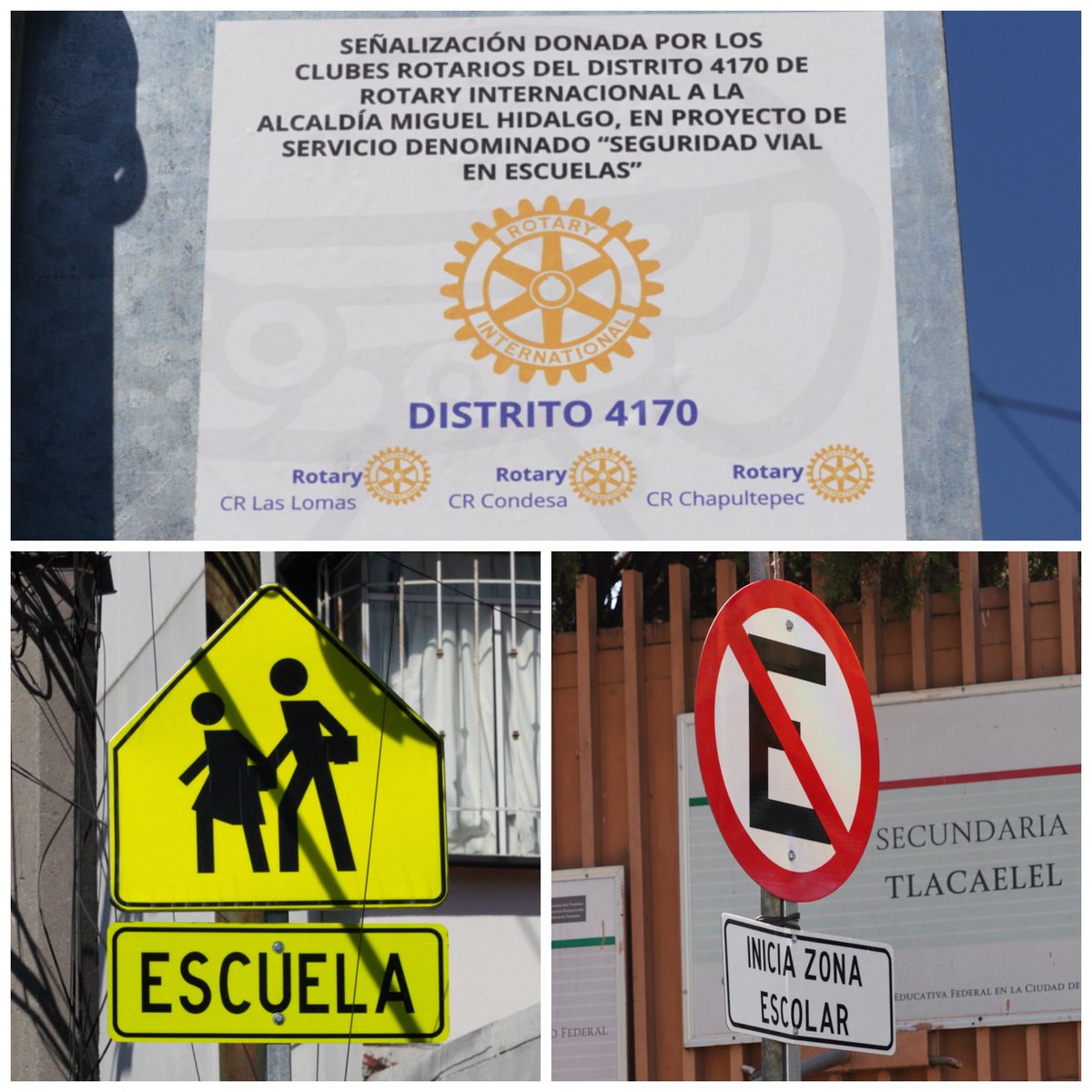 AlcaldiaMHmx's tweet photo. ¡Precaución, cruce escolar!🚸

Este día, el alcalde @mauriciotabe hace entrega de la nueva señalización vertical para escuelas seguras en la colonia Irrigación, donadas por los Clubes Rotarios Chapultepec, Las Lomas y Condesa, agradeciendo este aporte a la comunidad estudiantil de la Miguel Hidalgo.