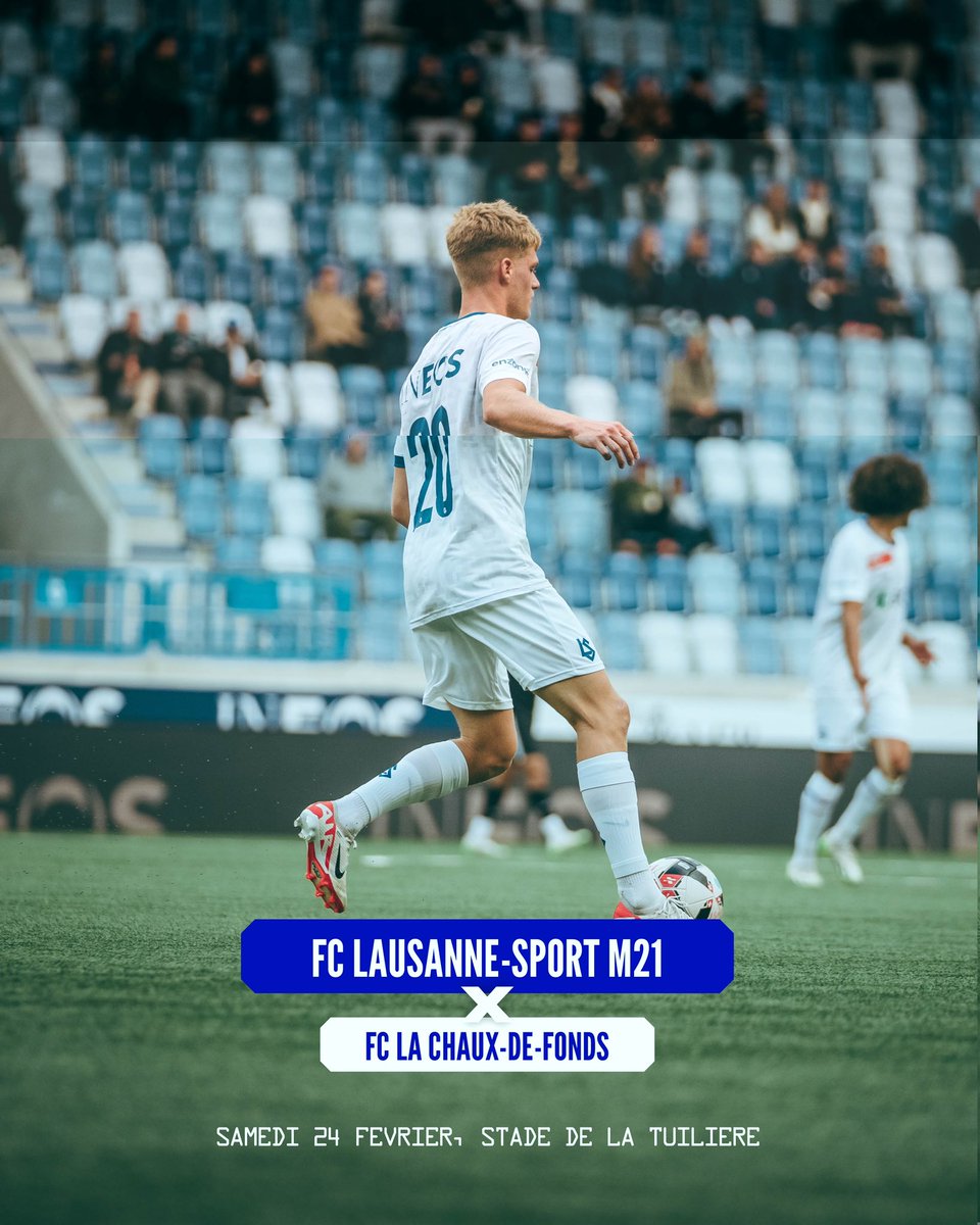 🔜 C'est l'heure de la reprise pour nos M21 qui affronteront le FC La Chaux-de-Fonds ce samedi à 20h00 au Stade de la Tuilière.

Venez nombreux soutenir les protégés de Pedro Nogueira pour ce premier match de l'année ! 🔥

👉🏻 bit.ly/48pOfZV

#allezlausanne