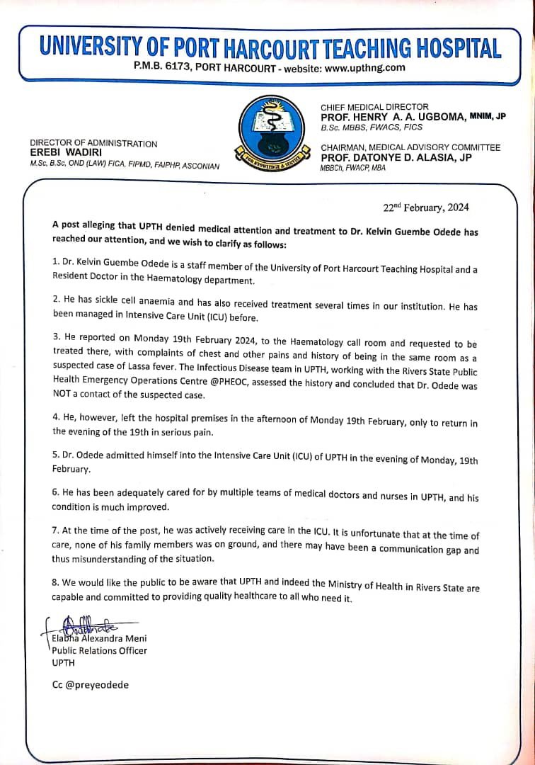 University of Port Harcourt Teaching Hospital tweet media