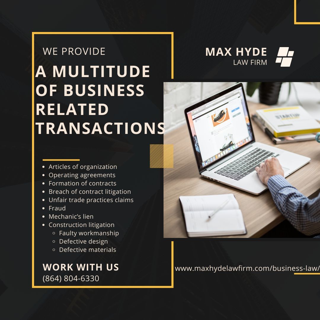 At Hyde Law Firm, we believe the best way to serve our clients is to walk alongside them through each step of the legal process, serving as strong, tenacious advocates.We are here for you; here for Spartanburg. 
#HydeLawFirm #businesslawyer #businessattorney #businesslaw