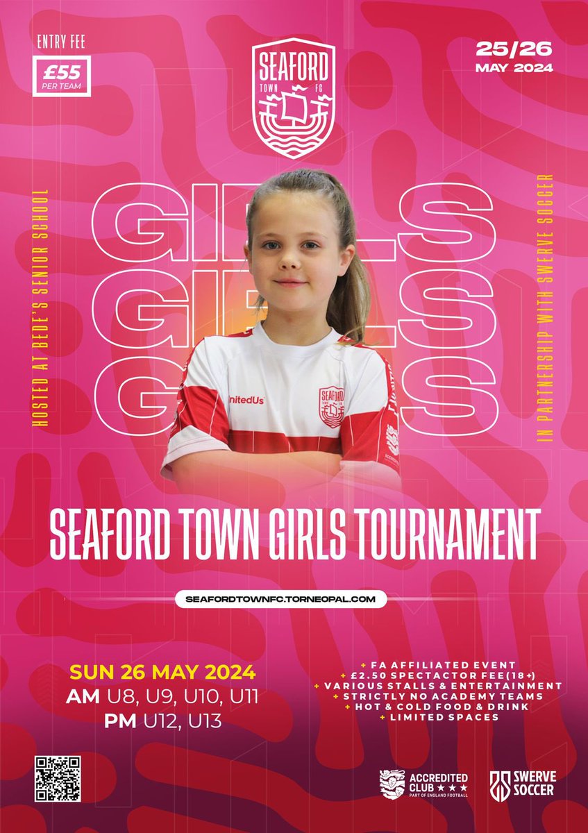 seafordtownfc's tweet photo. We’ve received an incredible number of team entries for our Youth tournament in May - in fact most age groups are now full with lengthy waiting lists 👍 ⚽️

We do have a few spaces left in our Girls U8/9/10 &amp; U13 age groups - follow the link to enter 👇🏻

https://t.co/rH6UgIp5aY https://t.co/7LDhjEqUXV