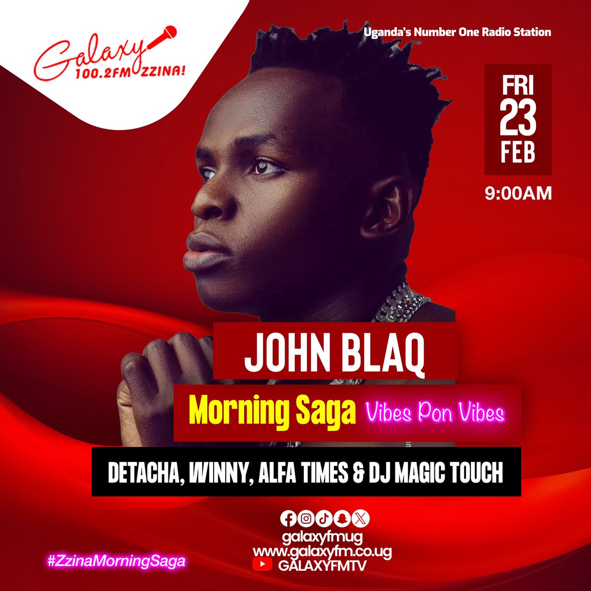 Mr Ayabas @JohnBlaqMusic will be joining us this Friday on the #ZzinaMorningSaga Make a date with us at 9:00 AM