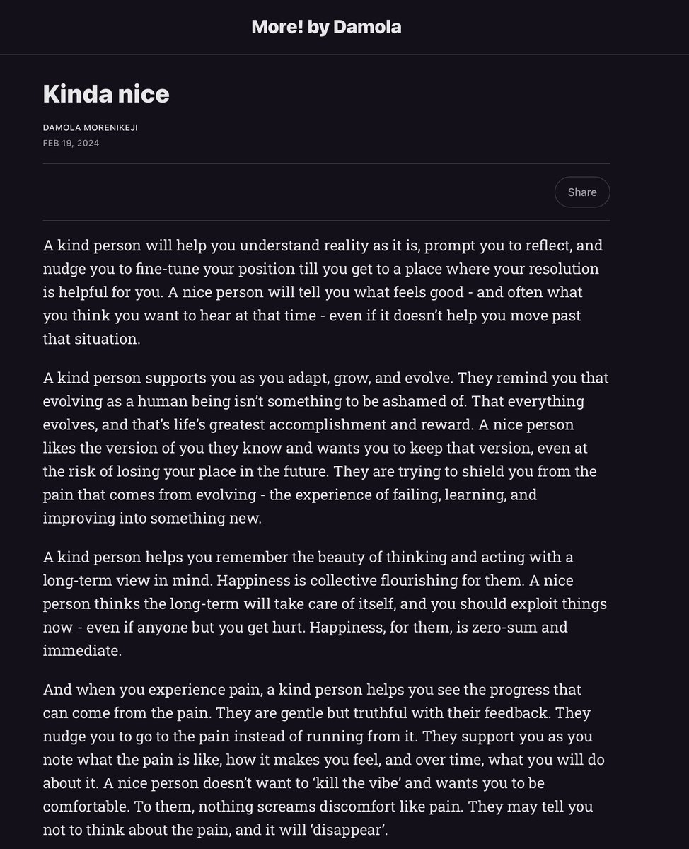 AgnesCallard's tweet photo. This is interesting, makes me wonder whether niceness could be defined as "short-term kindness"...?

whole essay: https://t.co/nhL7HR5tsx https://t.co/BLTcqgaGf2