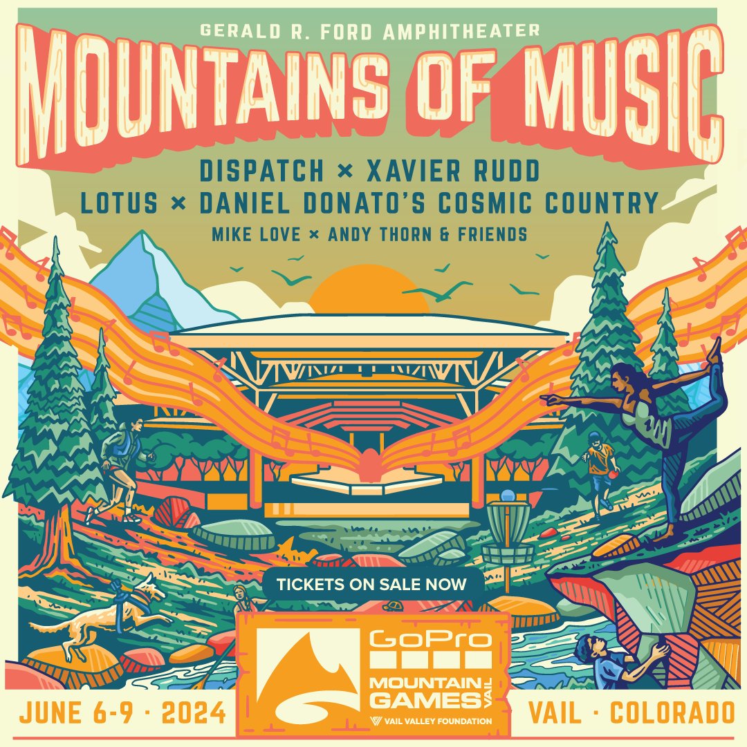 We're headed back to the rockies this summer for the Mountains Of Music Festival in Vail, CO on June 8th! Tickets are on sale now: mountaingames.com/event/satmom/