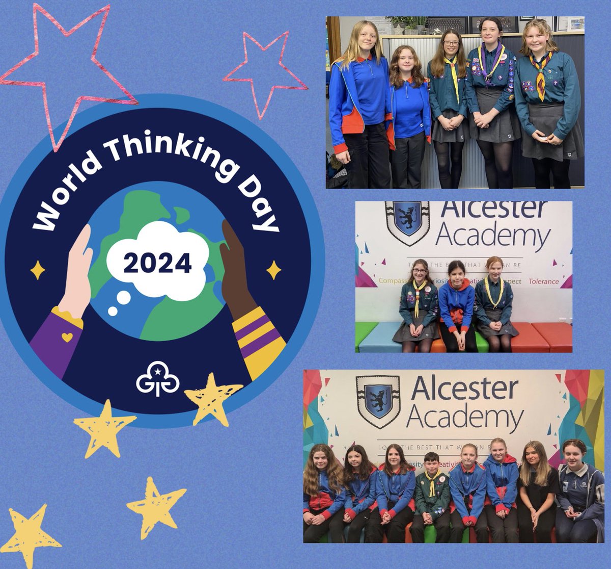 AlcesAcad_TandL's tweet image. We are so proud of our pupils representing the Girl Guides and Scouts UK on World Thinking Day 2024. The poignant theme this year being ‘Our World, Our Peaceful Future.’ 💙 #girlguides #scoutsuk
