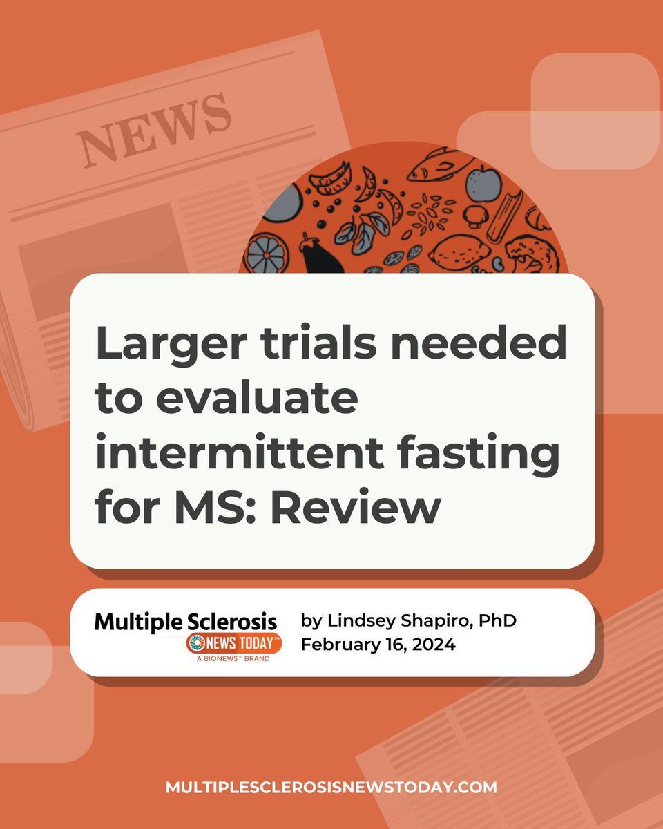 New findings suggest intermittent fasting protocols may serve as an effective dietary strategy for MS patients. Learn why here: buff.ly/3I6OZZd 

#ms #multiplesclerosis #msresearch #msnews #msdiet