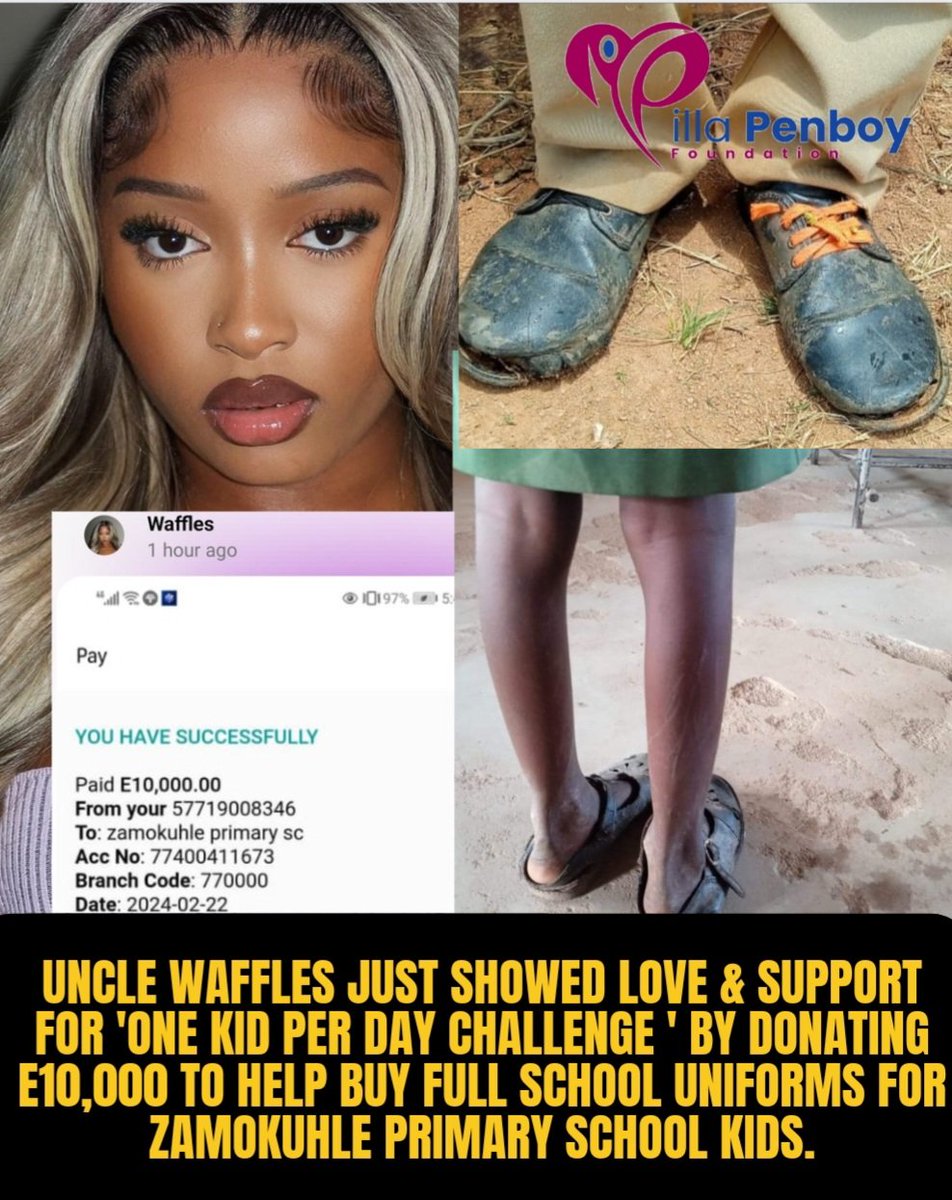 APPRECIATION POST FOR UNCLE WAFFLES:  @unclewaffffles JUST SHOWED LOVE & SUPPORT FOR 'ONE KID PER DAY CHALLENGE ' BY DONATING E10,000 TO HELP BUY SCHOOL UNIFORMS FOR ZAMOKUHLE PRIMARY SCHOOL KIDS ❤️ 😍 🇸🇿 

#OneKidPerDayChallenge Donate E10 To 78637196 

#RetweetPlease ❤️